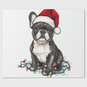 Papel De Presente Luzes de Natal do Bulldog Francês Presentes de Nat