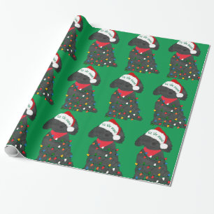 Papel De Presente Luzes de Natal Labradoodle Green