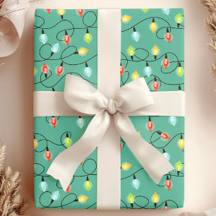 Papel De Presente Luzes de Natal Piscando Padrão de Feriado