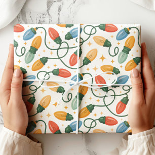 Papel De Presente Luzes de Natal Retroativas Coloridas