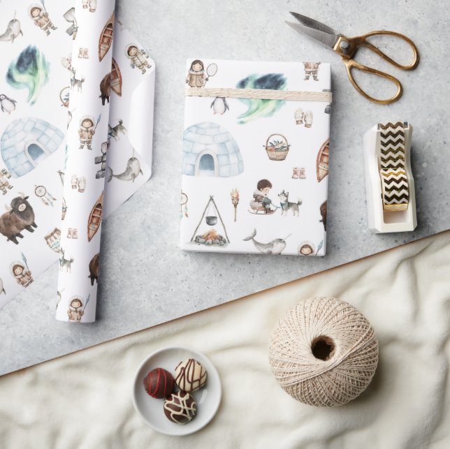 Papel De Presente Luzes de Norte de Aventura Árctica (Artesanato)