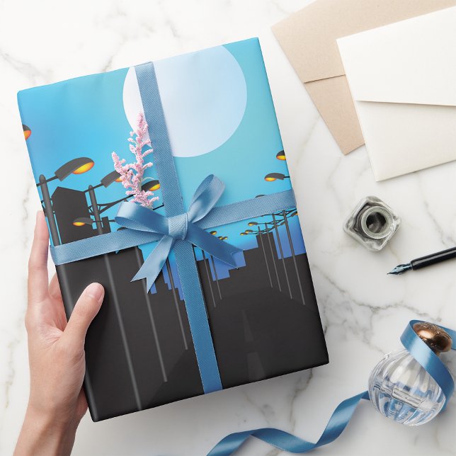 Papel De Presente Luzes De Rua E Lua (Criador carregado)