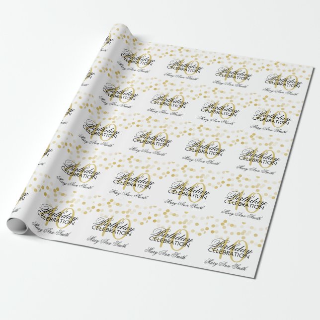 Papel De Presente Luzes elegantes do brilho da folha Dourado do (Desenrolado)