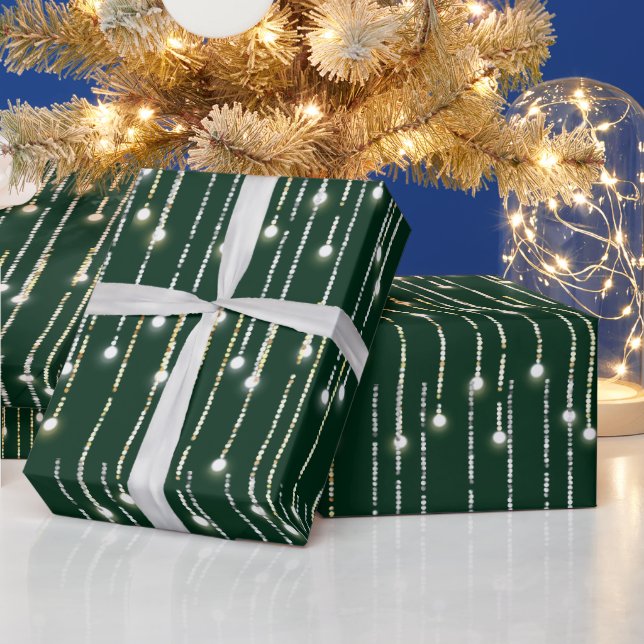 Papel De Presente Luzes Espelhadas Douradas e Prateadas de Natal (Feriados)
