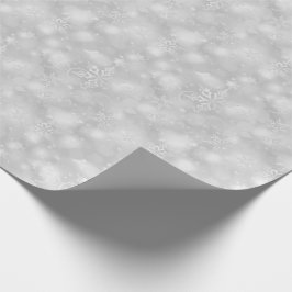 Papel De Presente Luzes & flocos de neve, prata - Natal