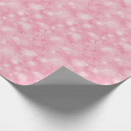 Papel De Presente Luzes & flocos de neve, rosa - Natal