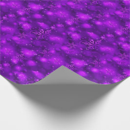 Papel De Presente Luzes & flocos de neve, roxo - Natal