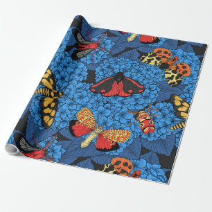 Papel De Presente Luzes sobre hidrangea azul