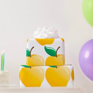 Papel De Presente Maçã Dourada Fruta Amarela Brilhante