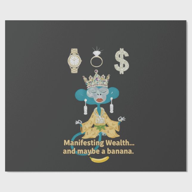 Papel De Presente Macaco de arte zen Manifestando Riqueza  (Aberto)