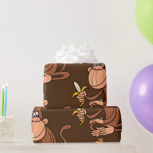 Papel De Presente Macaco de desenho animado fofo com banana animal e