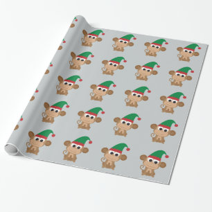 Papel De Presente Macaco do duende do Natal