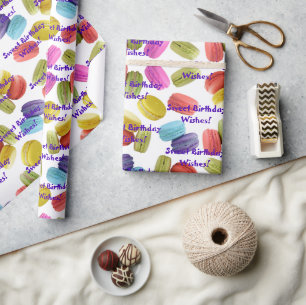 Papel De Presente Macaron Cookies Padrão Todos Modelo de Ocasião