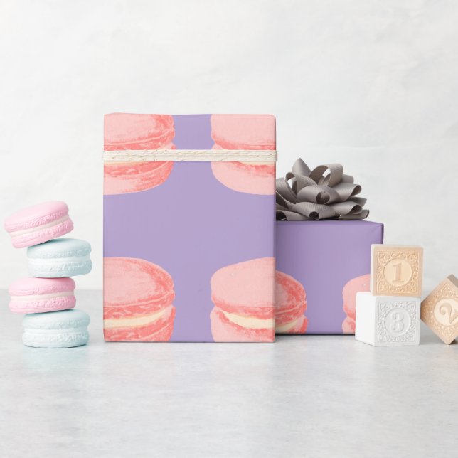 Papel De Presente Macarons rosa (Chá de bebê)