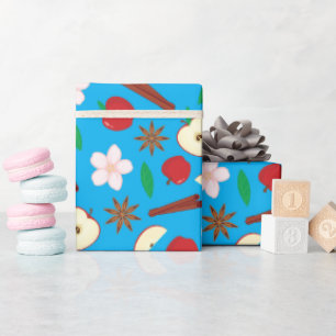 Papel De Presente Maçãs, Canela, Anis Estrelado Cai Vibrante Sem Olh