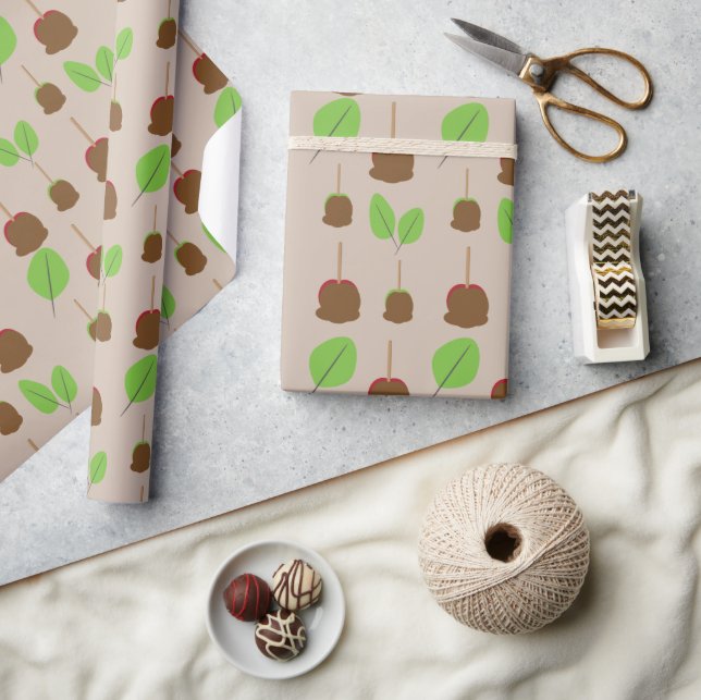 Papel De Presente Maçãs Doce de Outono com Folhagens  (Artesanato)