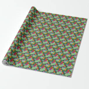 Papel De Presente Macaw, plantas tropicais: padrão sem costura.