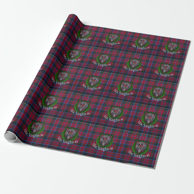 Papel De Presente MacNaughton Scottish Clan Tartan & Crest (Desenrolado)
