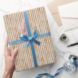 Papel De Presente Madeira de Casca de Árvore Creme Aniversário