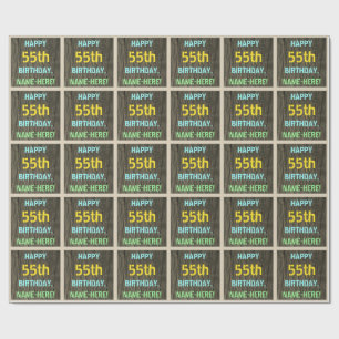 Papel De Presente Madeira do falso, olhar pintado do texto, 55th