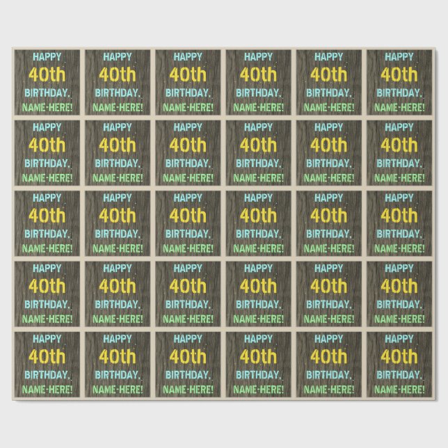 Papel De Presente Madeira Falsa, Exame De Texto Pintado, aniversário (Aberto)