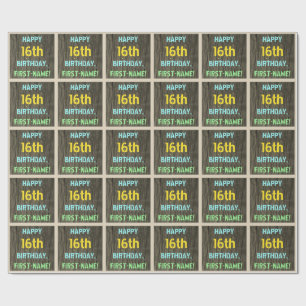 Papel De Presente Madeira Falsa, Olhar para Texto Pintado, 16.º Aniv