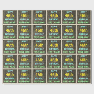 Papel De Presente Madeira Faux, aparência de texto pintado, 46º aniv