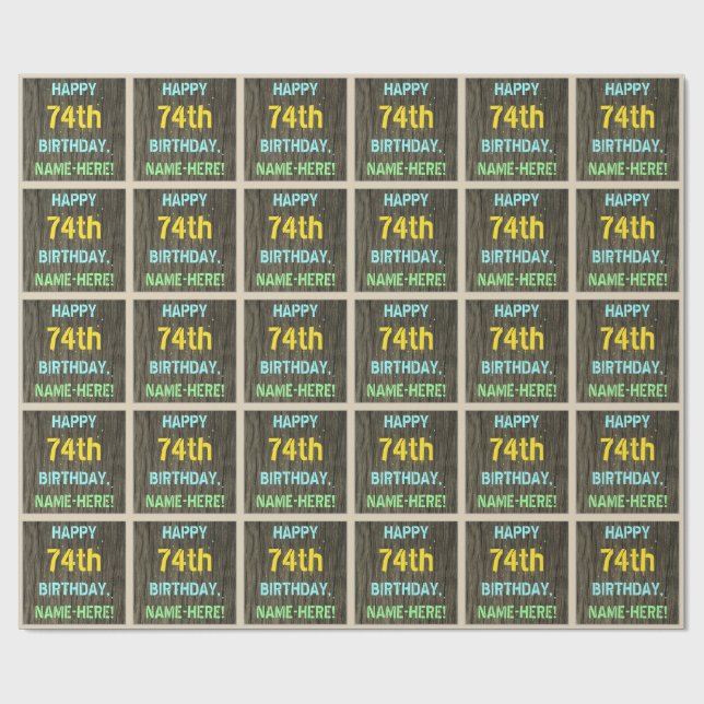 Papel De Presente Madeira Faux, aparência de texto pintado, 74.o ani (Aberto)