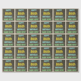 Papel De Presente Madeira Faux, aparência de texto pintado, 86º aniv