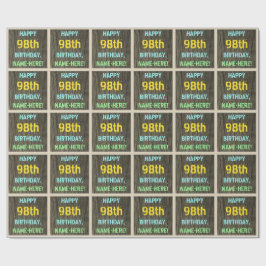 Papel De Presente Madeira Faux, aparência de texto pintado, 98º aniv