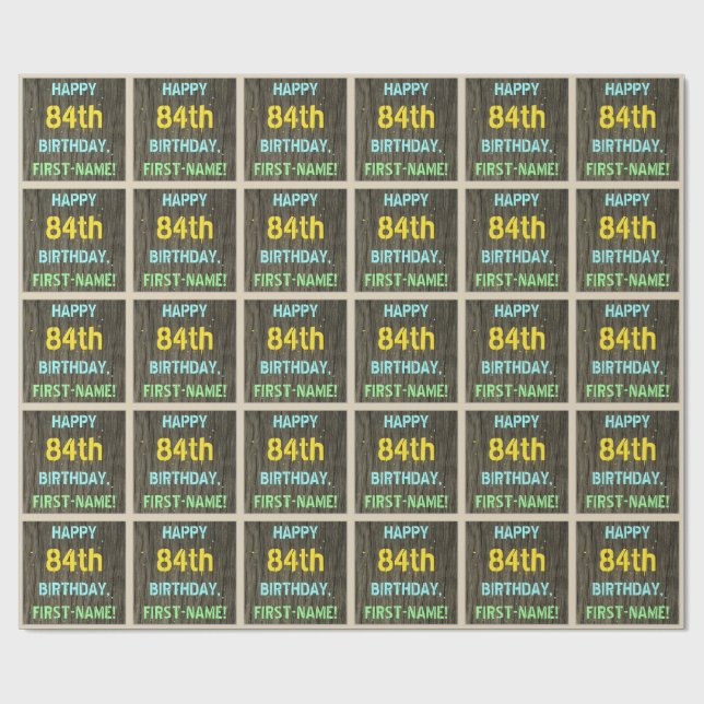 Papel De Presente Madeira Faux, aparência de texto pintado, oitavo a (Aberto)