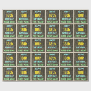 Papel De Presente Madeira Faux, Olhar para texto pintado, 18º Aniver