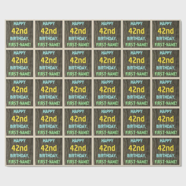 Papel De Presente Madeira Faux, Olhar para Texto Pintado, 42º Aniver (Aberto)