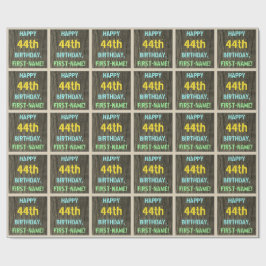 Papel De Presente Madeira Faux, Olhar Texto Pintado, Aniversário 44