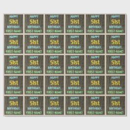 Papel De Presente Madeira Faux, Olhar Texto Pintado, Aniversário De 