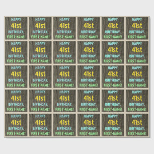 Papel De Presente Madeira Faux, Vista de Texto Pintado, Aniversário 