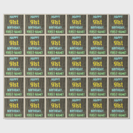 Papel De Presente Madeira Faux, Vista de Texto Pintado, Aniversário 