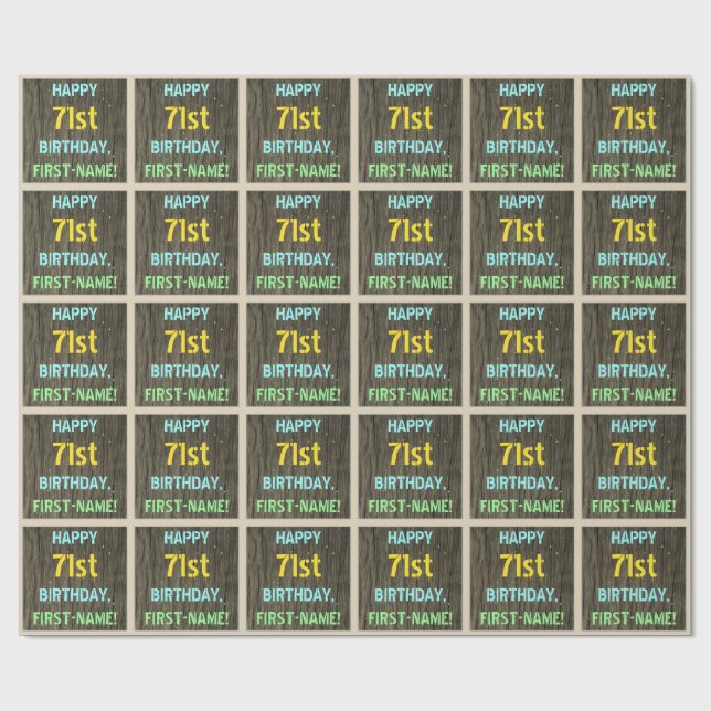 Papel De Presente Madeira Faux, Vista de Texto Pintado, Aniversário  (Aberto)