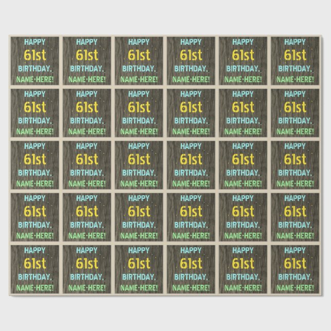 Papel De Presente Madeira Faux, Vista de Texto Pintado, Aniversário  (Aberto)