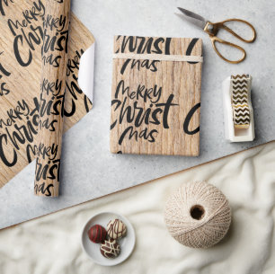 Papel De Presente Madeira Merry Natal Religião Cristã