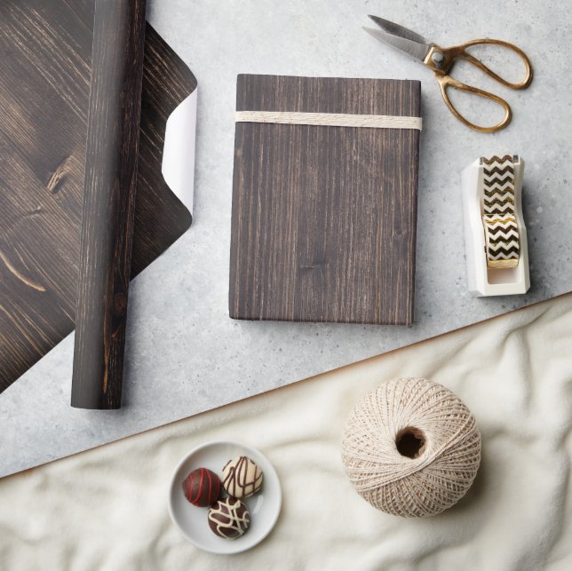 Papel De Presente Madeira queimada marrom escura madeira rústica (Artesanato)