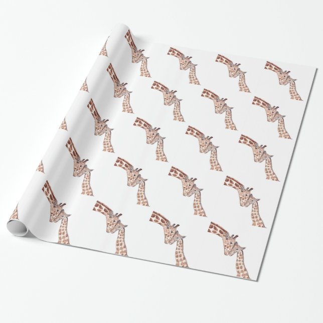 Papel De Presente Madre girafa com bebê (Desenrolado)