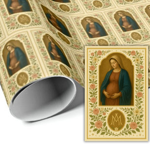 Papel De Presente Mãe Abençoada Esperando Filha Vitoriana Floral