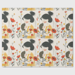 Papel De Presente Mãe Abraçando o Filho Asiático Chinês Japonês