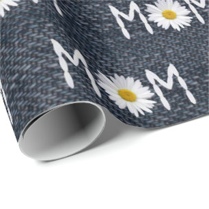 Papel De Presente Mãe Daisy No Denim Azul