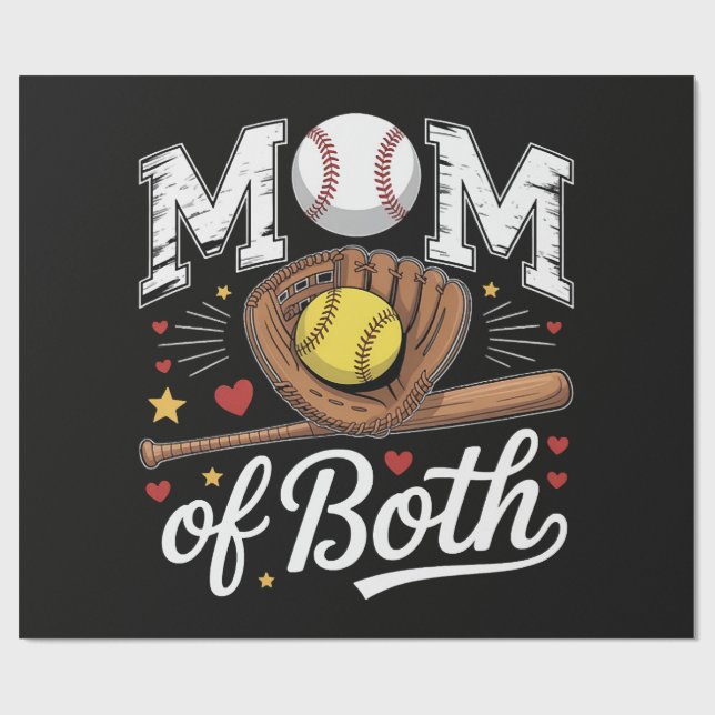 Papel De Presente Mãe de Ambos Dia de Jogo de Beisebol Softbol  (Aberto)