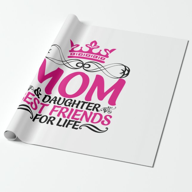 Papel De Presente Mãe De Arte De mamãe E Amigos De Filha (Desenrolado)
