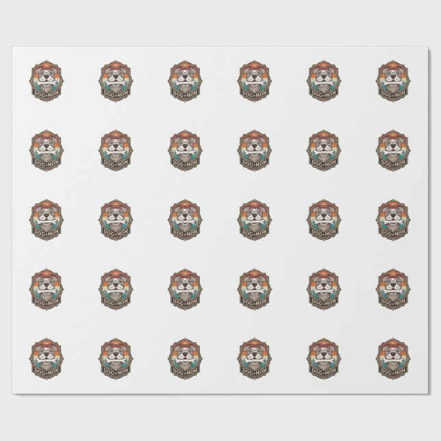 Papel De Presente Mãe de Cachorro Osso Bandana Antigo Quadro_1 (Aberto)