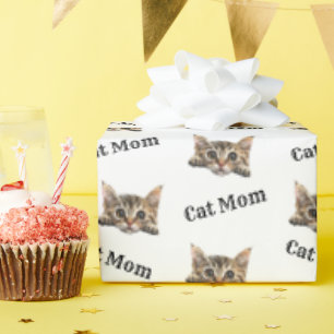 Papel De Presente Mãe de Gato Espiando Lambkin Padrão Repetitivo