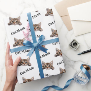 Papel De Presente Mãe de Gato Espiando Padrão Repetitivo LaPerm